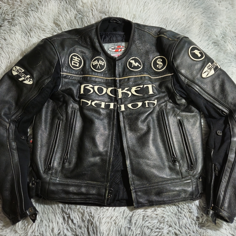 Joe Rocket Mens Small 40 Motorcycle Black Leather Padded Racing Jacket